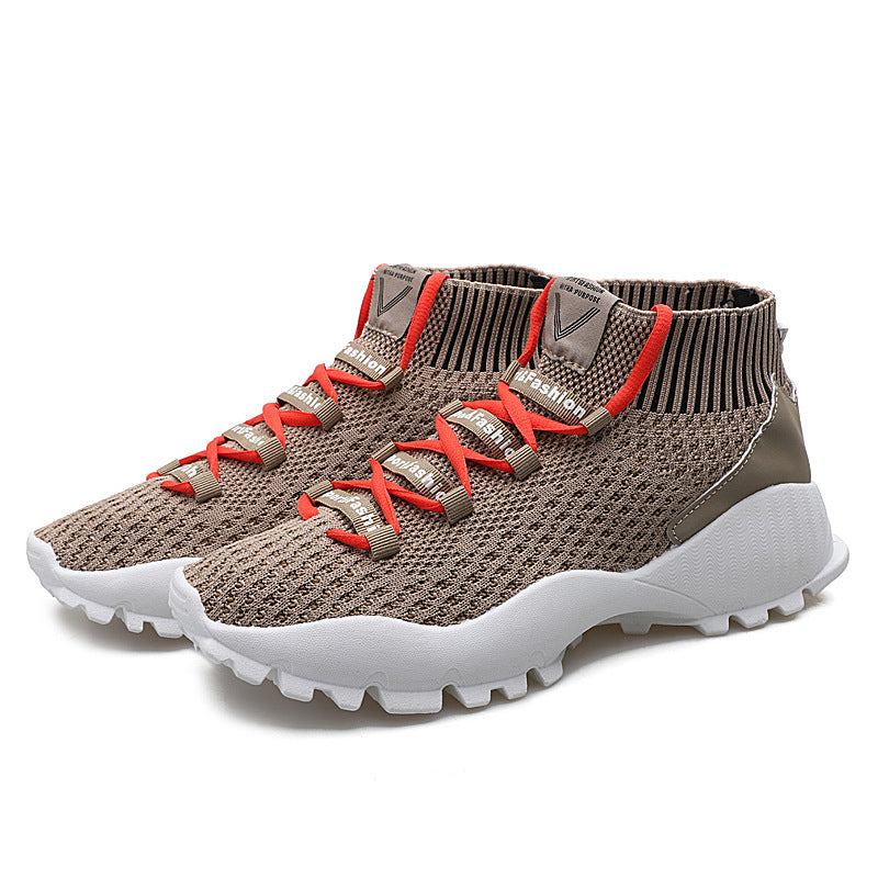 Lightweight Flying Woven Mid-High Top Running Sneakers