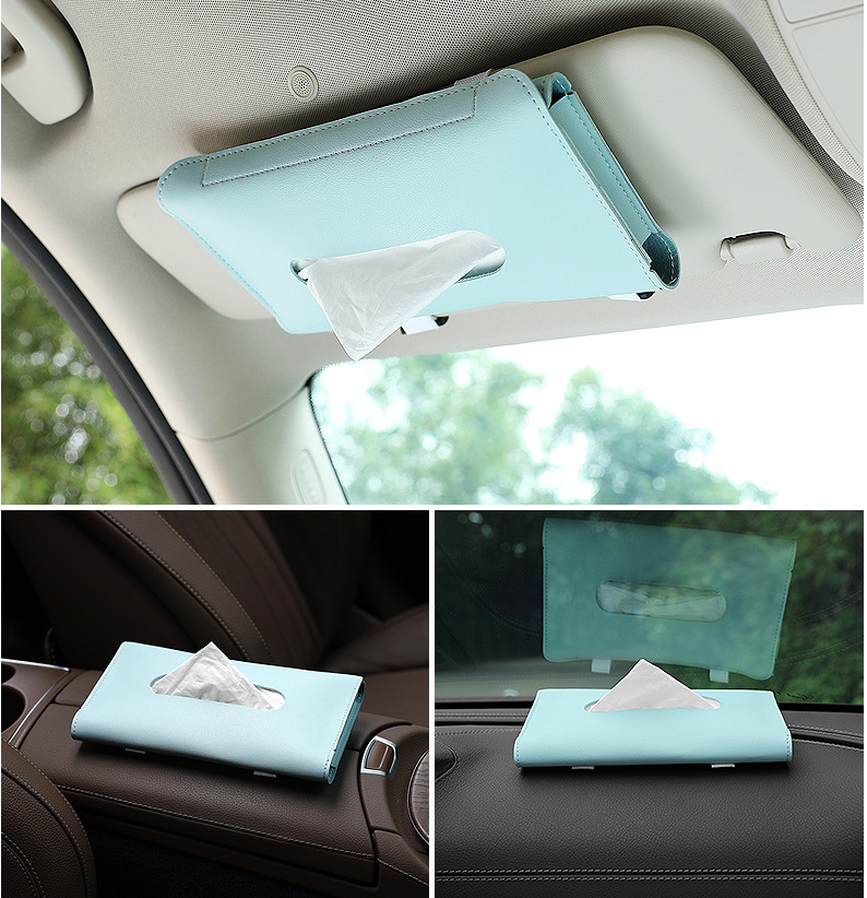 Car Sun Visor Paper Towel Bag Leather