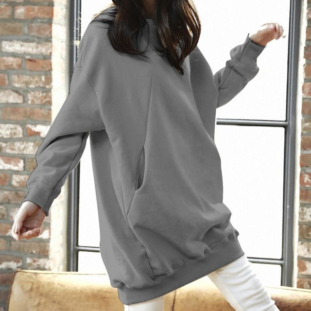 Women Casual Solid Sweatshirts Plus Size Tops Autumn