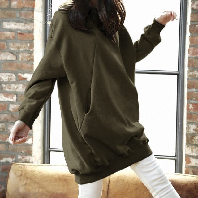 Women Casual Solid Sweatshirts Plus Size Tops Autumn