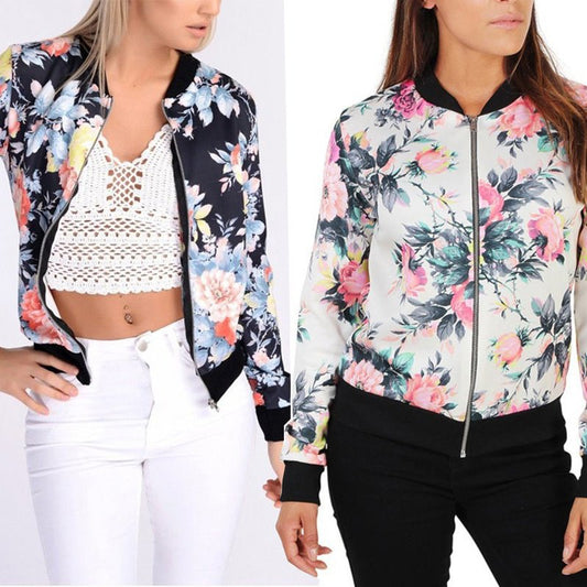 Hot Seller Long Sleeve Rose Print Jacket For Women