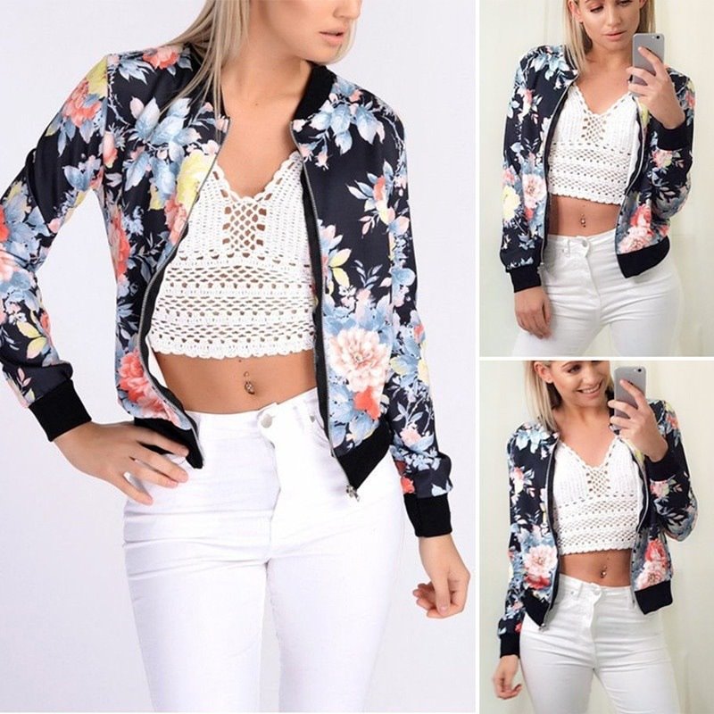 Hot Seller Long Sleeve Rose Print Jacket For Women