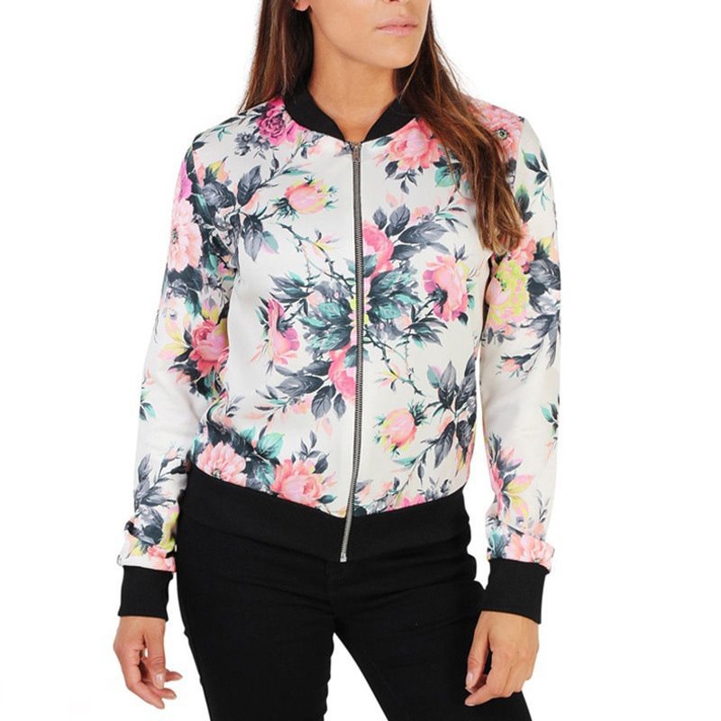 Hot Seller Long Sleeve Rose Print Jacket For Women