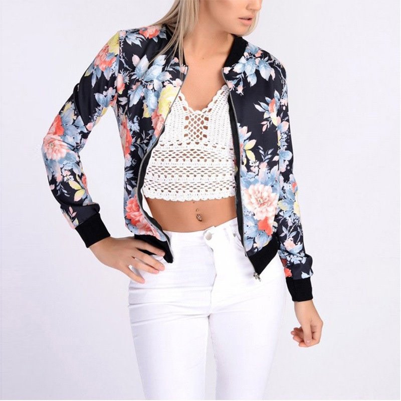 Hot Seller Long Sleeve Rose Print Jacket For Women