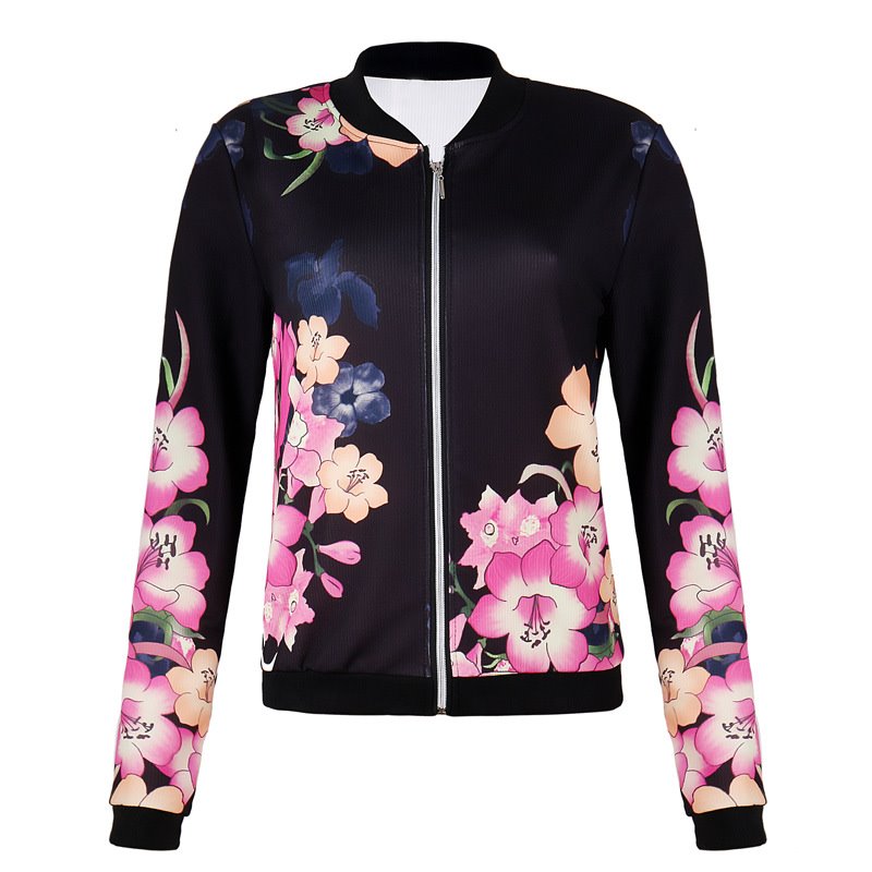 Hot Seller Long Sleeve Rose Print Jacket For Women