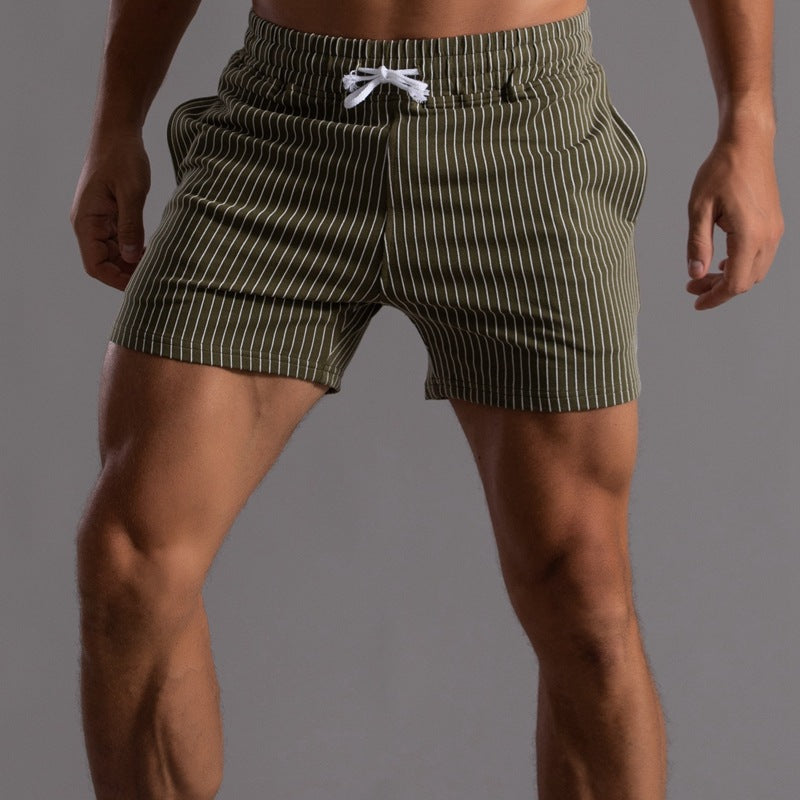 Vertical Stripe Cotton Fitness Running Shorts Men