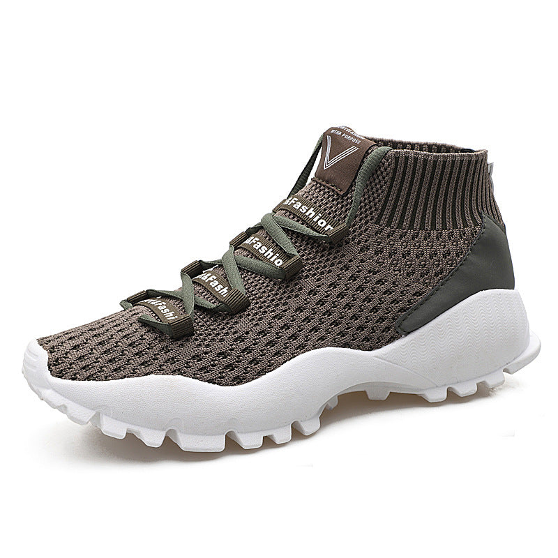 Lightweight Flying Woven Mid-High Top Running Sneakers