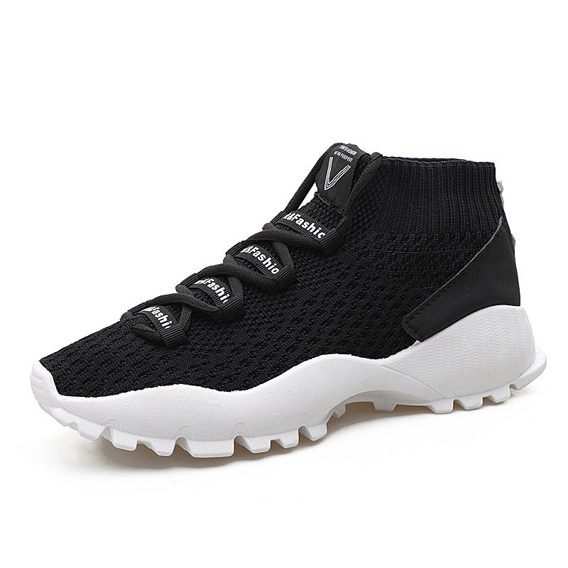 Lightweight Flying Woven Mid-High Top Running Sneakers