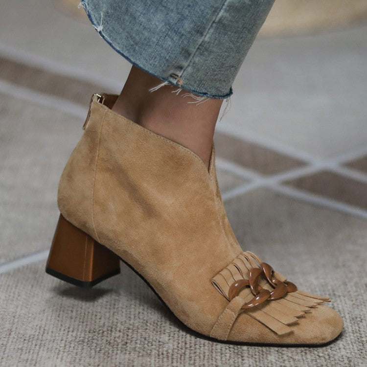 French Fringed Nude Boots V Boots Women Autumn And Winter Plus Velvet