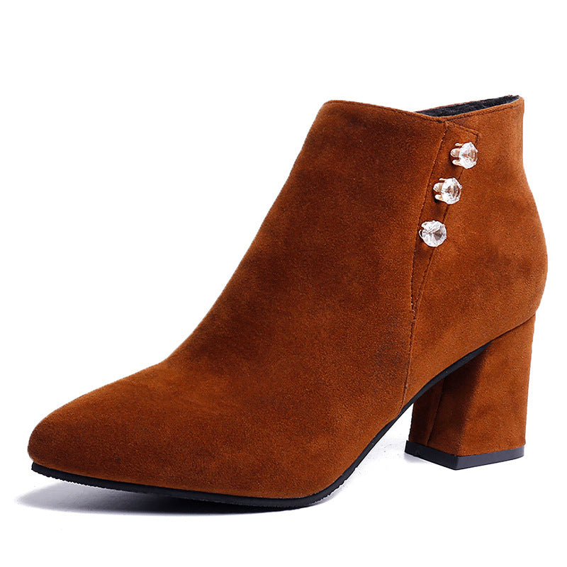 Women Pointed Thick Heel Martin Boots