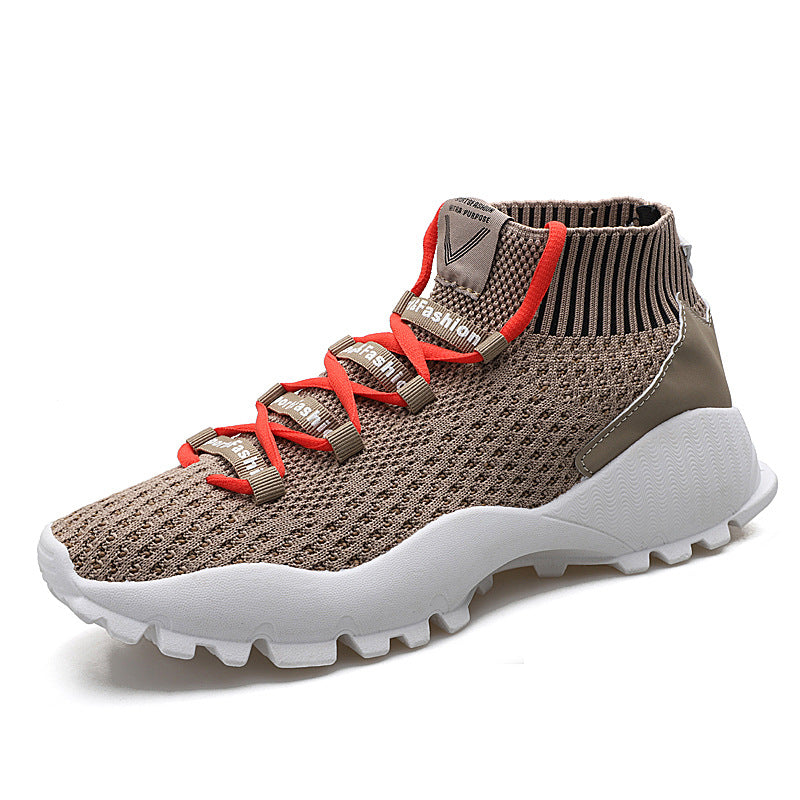 Lightweight Flying Woven Mid-High Top Running Sneakers