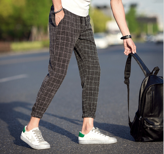 Casual Ankle-Length Plaid Pants Men Trousers Hip Hop Jogger Pants Men Sweatpants Streetwear Men Pants Trousers